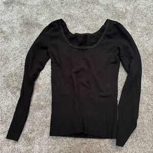 White House Black market ballet cut back scoop sweater small shimmer trim EEUC